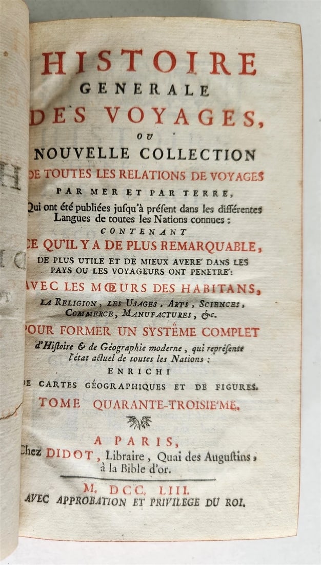 1753 HISTOIRE des VOYAGES antique VOL. 43 PIRATE WILLIAM DAMPIER TRAVELS: Title: 1753 HISTOIRE des VOYAGES antique VOL. 43 PIRATE WILLIAM DAMPIER TRAVELS Description: HISTOIRE GENERALE des VOYAGES ou NOUVELLE COLLECTION de toutes les relations de voïages par mer et