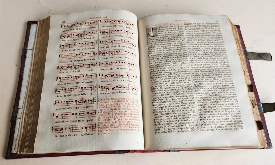1850 MISSALE ROMANUM antique DECORATIVE BINDING w/ SILVER FITTINGS illustrated - 10