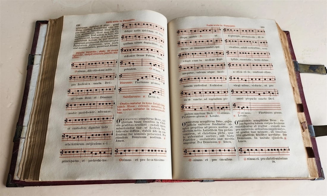 1850 MISSALE ROMANUM antique DECORATIVE BINDING w/ SILVER FITTINGS illustrated - 11