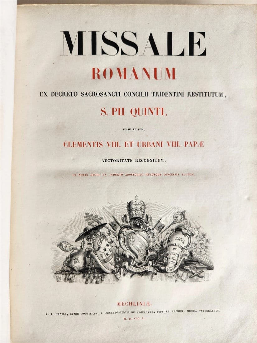 1850 MISSALE ROMANUM antique DECORATIVE BINDING w/ SILVER FITTINGS illustrated - 3
