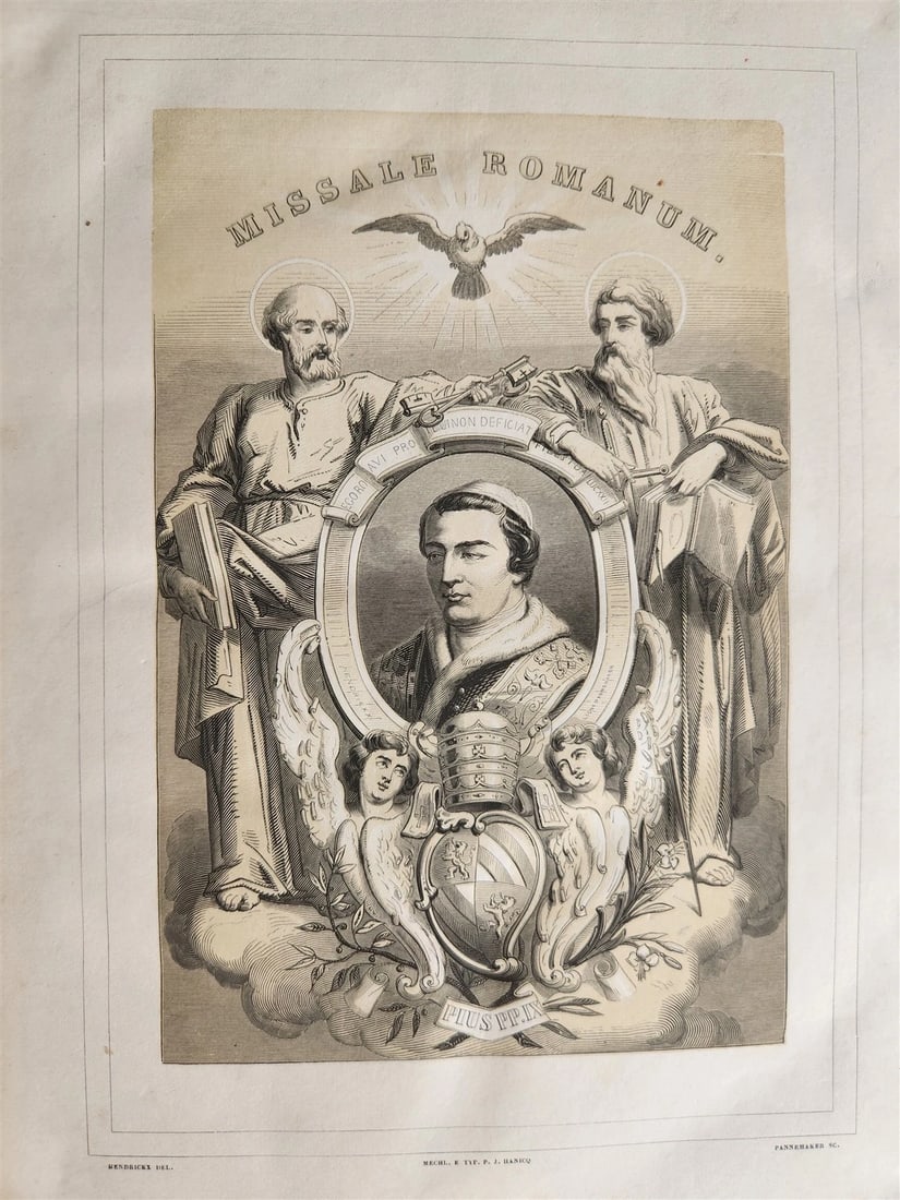 1850 MISSALE ROMANUM antique DECORATIVE BINDING w/ SILVER FITTINGS illustrated - 6