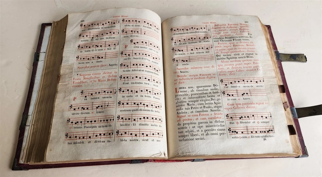 1850 MISSALE ROMANUM antique DECORATIVE BINDING w/ SILVER FITTINGS illustrated - 9