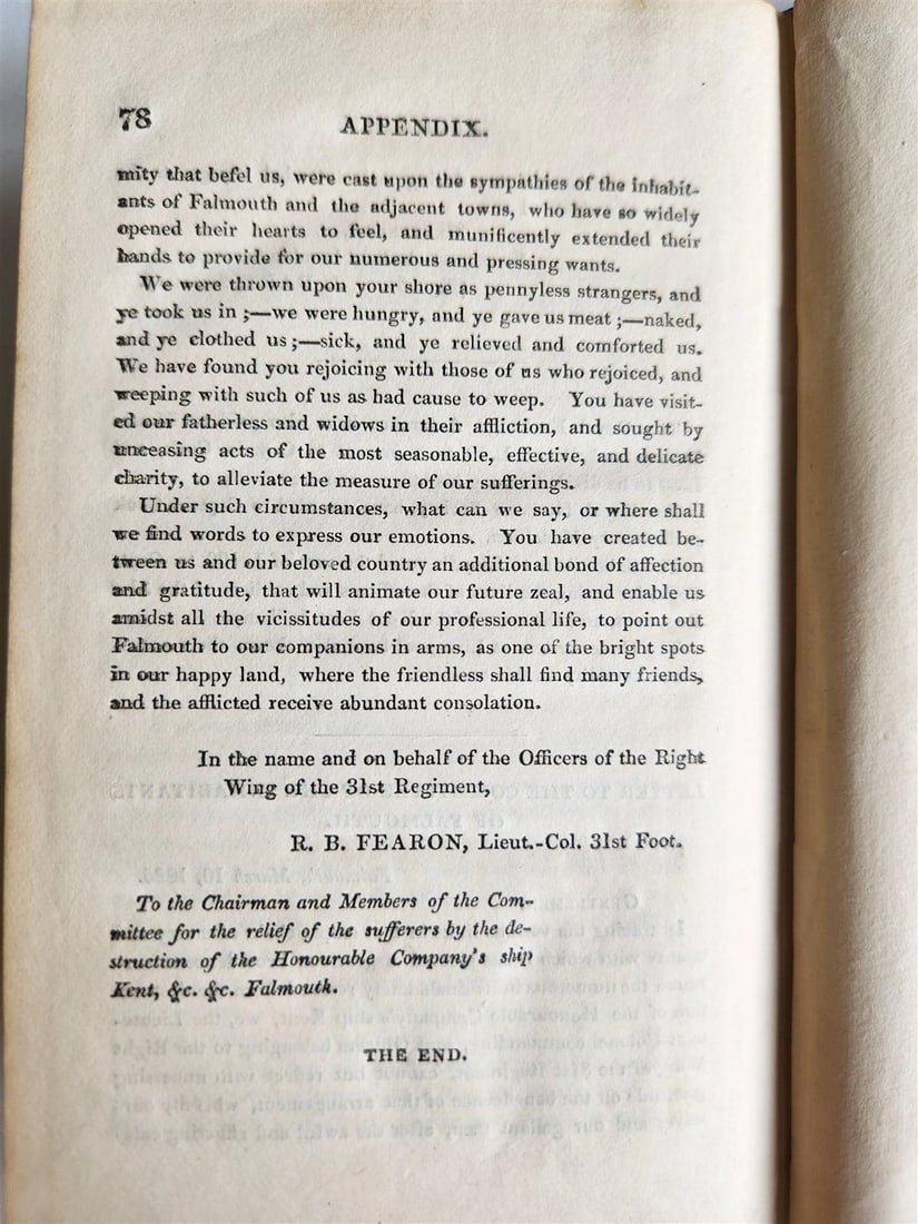 1825 Narrative of loss of Kent East Indiaman by fire in Bay of Biscay ANTIQUE - 5