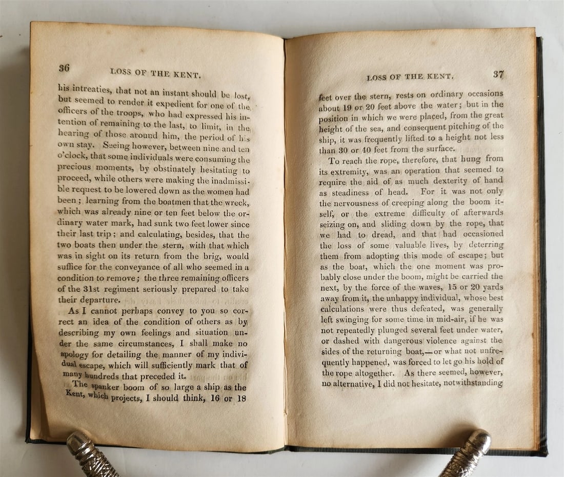 1825 Narrative of loss of Kent East Indiaman by fire in Bay of Biscay ANTIQUE - 6