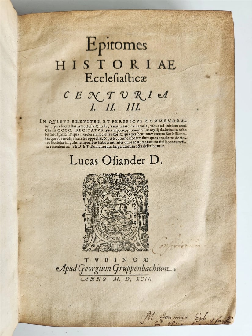 1592 ECCLESIASTICAL HISTORY by LUCAS OSIANDER antique DATED VELLUM BINDING (1 of 9)