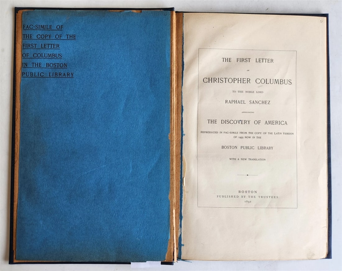 1891 First Letter of Christopher Columbus to Noble Lord Raphael Sanchez ANTIQUE (1 of 8)