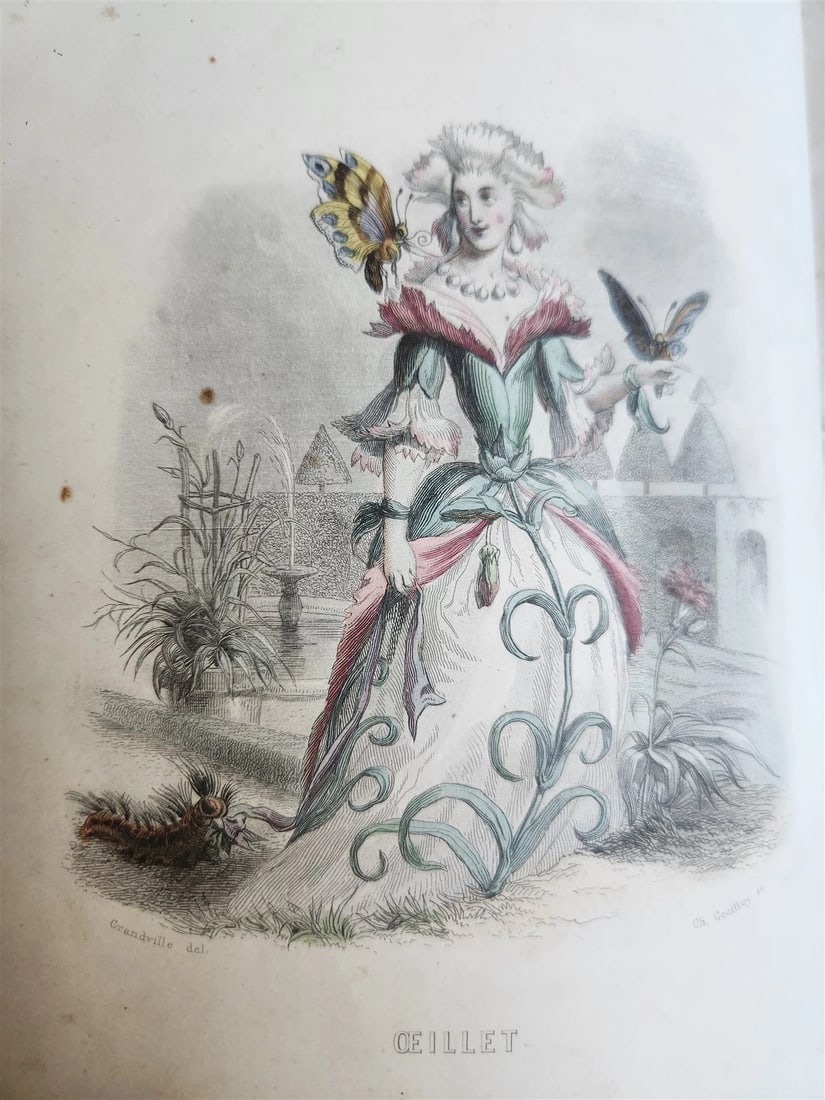 1847 LES FLEURS ANIMEES antique ILLUSTRATED with WOMEN PERSONIFYING FLOWERS - 13