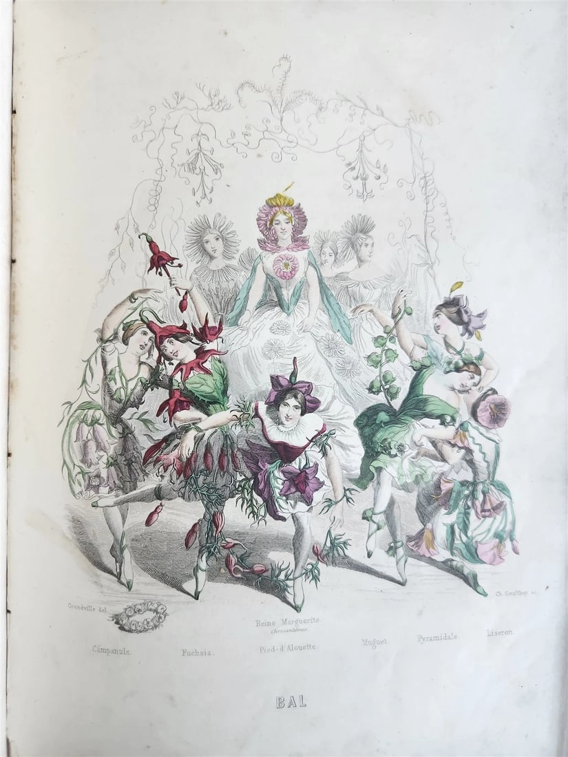 1847 LES FLEURS ANIMEES antique ILLUSTRATED with WOMEN PERSONIFYING FLOWERS - 15