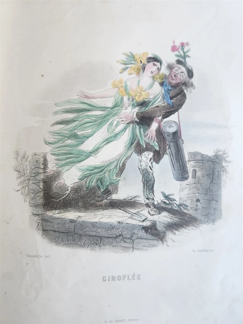 1847 LES FLEURS ANIMEES antique ILLUSTRATED with WOMEN PERSONIFYING FLOWERS - 16