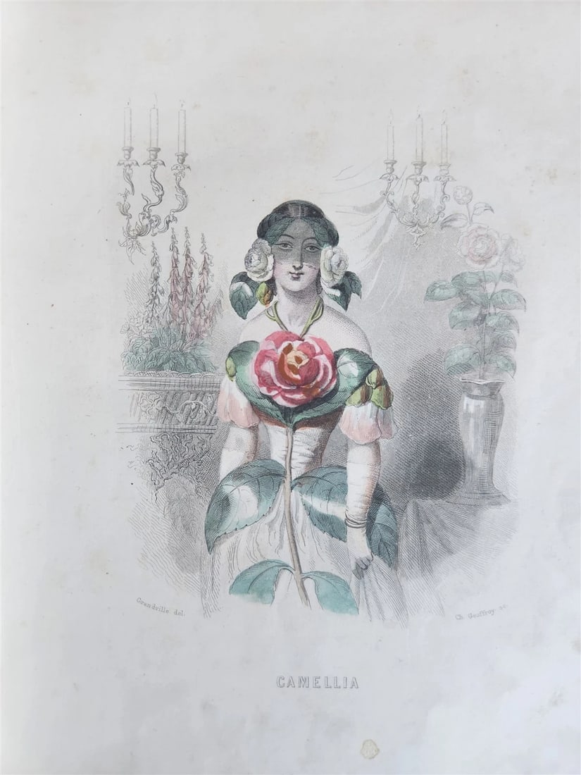 1847 LES FLEURS ANIMEES antique ILLUSTRATED with WOMEN PERSONIFYING FLOWERS - 8