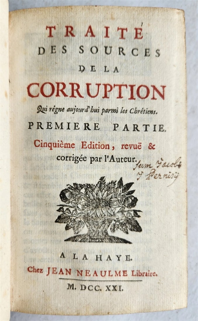1721 TREATISE on SOURCES of CORRUPTION by OSTERWALD antique vellum binding (1 of 13)