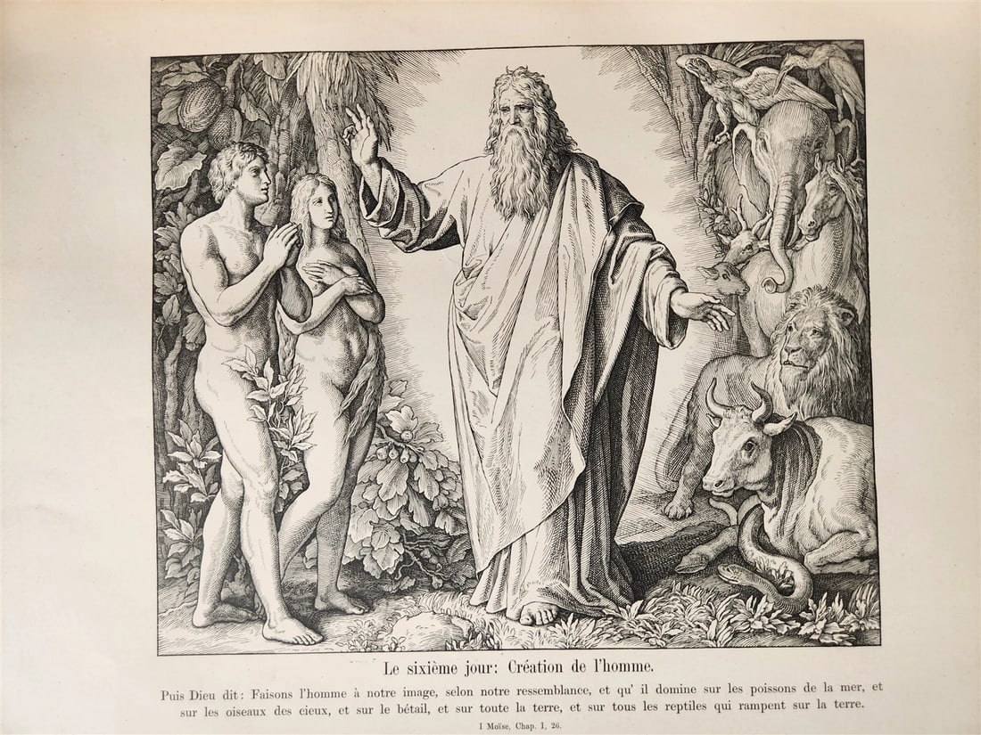 1880s BIBLE in FRENCH antique ILLUSTRATED FOLIO La Sainte Bible en Images (1 of 20)