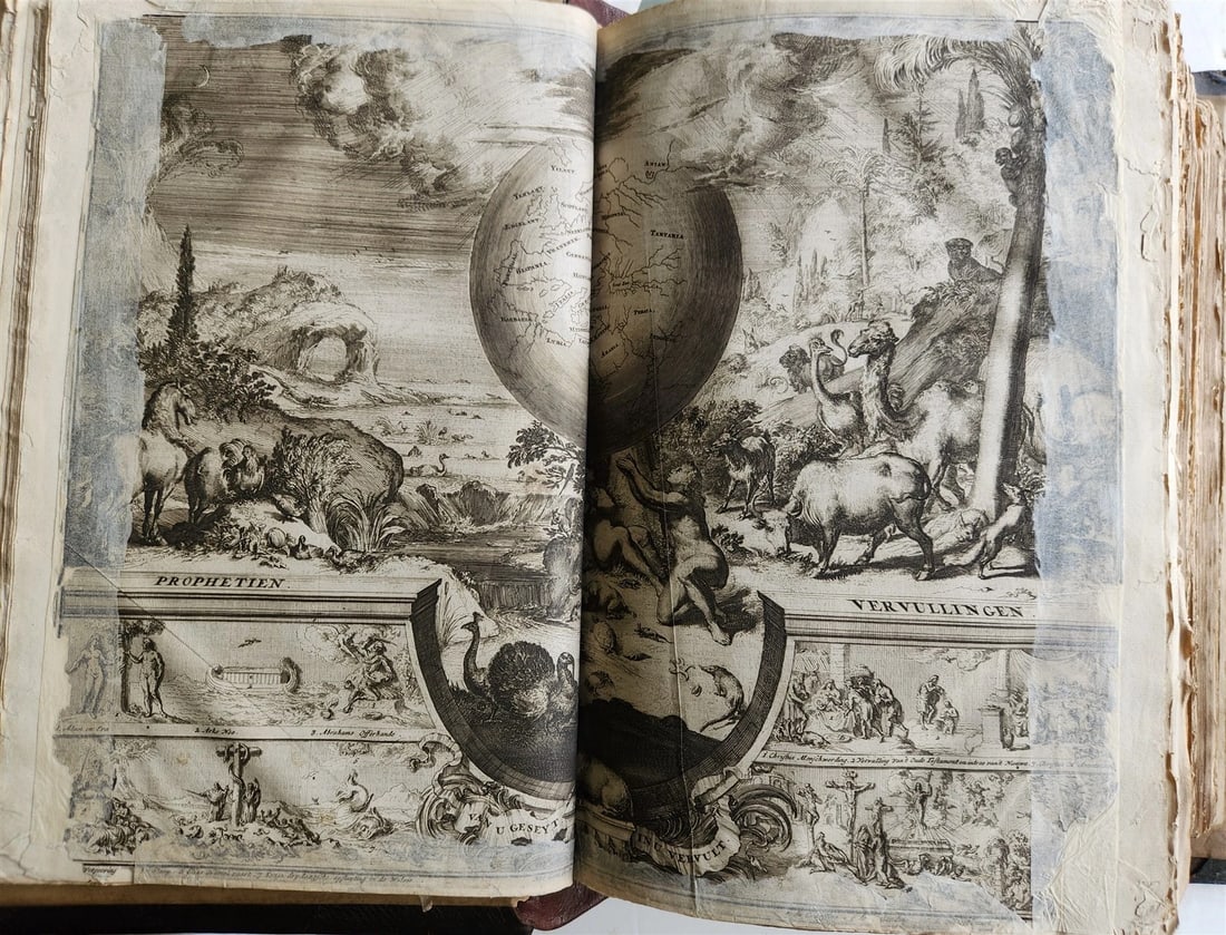 1687 BIBLE in DUTCH MASSIVE FOLIO antique ILLUSTRATED w/ 5 MAPS: Title: 1687 BIBLE in DUTCH MASSIVE FOLIO antique ILLUSTRATED w/ 5 MAPS Description: Biblia, Dat is De gantsche H. Schrifture, vervattende alle de Canonijcke Boecken des Ouden en des Nieuwen Testaments