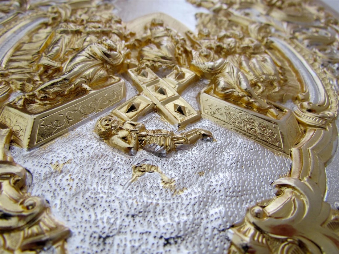 GREEK RUSSIAN ORTHODOX CHURCH GOSPEL GILT BRASS COVERS folio - 10