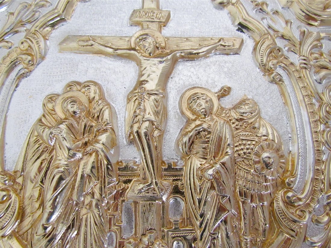 GREEK RUSSIAN ORTHODOX CHURCH GOSPEL GILT BRASS COVERS folio - 3