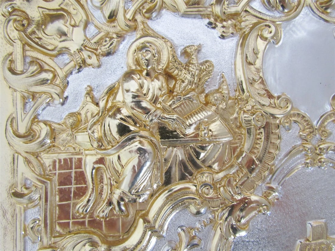 GREEK RUSSIAN ORTHODOX CHURCH GOSPEL GILT BRASS COVERS folio - 5