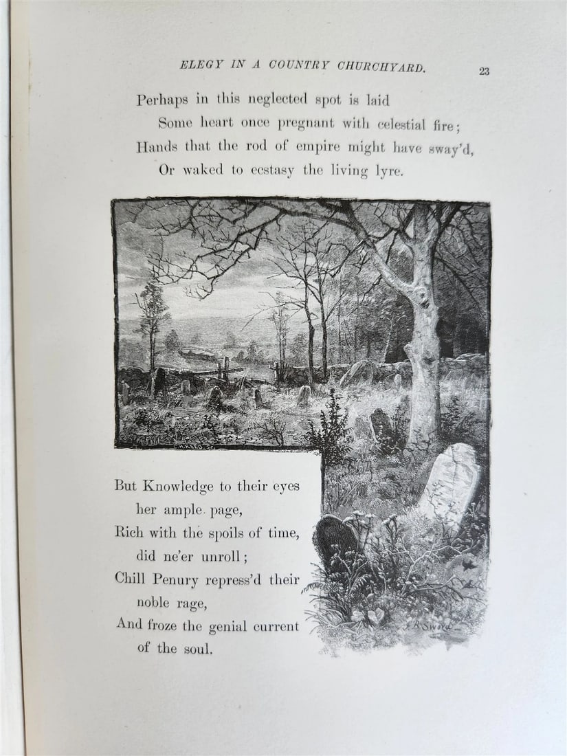 1885 GRAVEYARD POETRY antique GRAY'S ELEGY ILLUSTRATED artist's edition VELLUM - 14