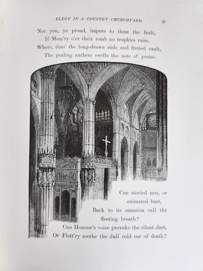 1885 GRAVEYARD POETRY antique GRAY'S ELEGY ILLUSTRATED artist's edition VELLUM - 15