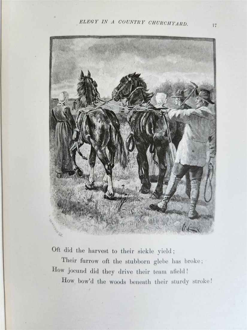 1885 GRAVEYARD POETRY antique GRAY'S ELEGY ILLUSTRATED artist's edition VELLUM - 17