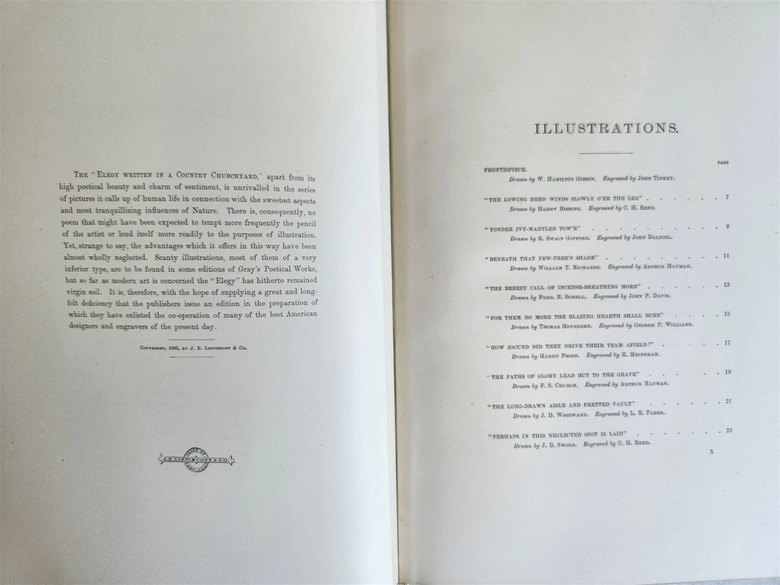 1885 GRAVEYARD POETRY antique GRAY'S ELEGY ILLUSTRATED artist's edition VELLUM - 4