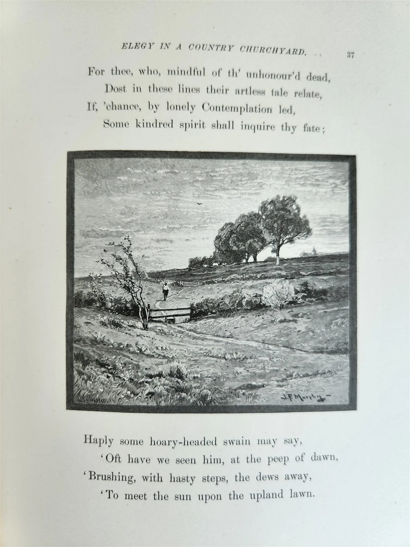 1885 GRAVEYARD POETRY antique GRAY'S ELEGY ILLUSTRATED artist's edition VELLUM - 9