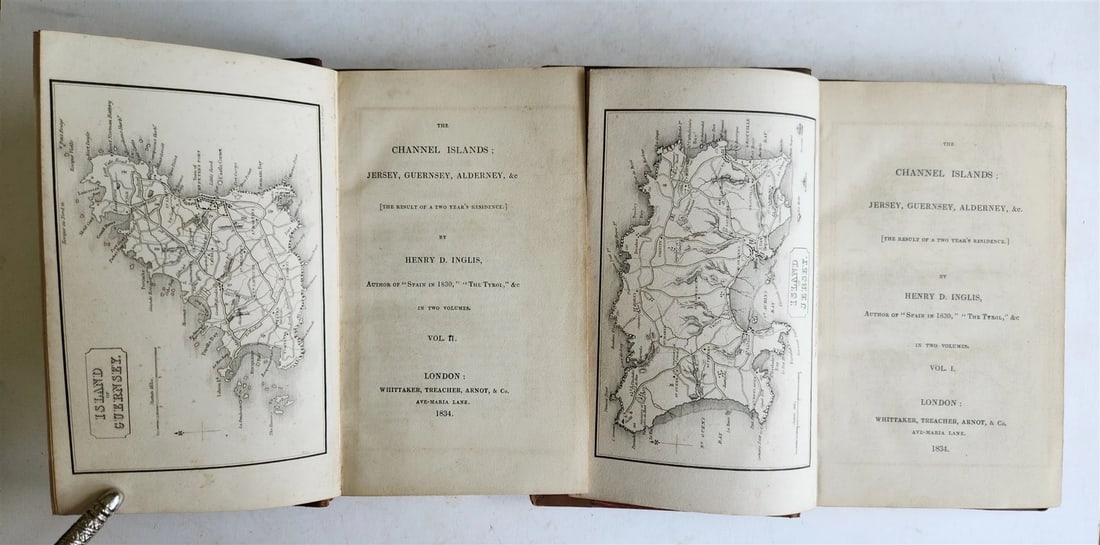 1834 CHANNEL ISLAND JERSEY GUERNSEY ALDERNEY antique 2 VOLS ILLUSTRATED w/ MAPS (1 of 5)