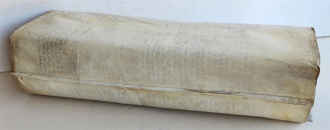 TORAH SCROLL FRAGMENT MANUSCRIPT on VELLUM antique BIBLE DEUTERONOMY 11:4-13:12 - 16