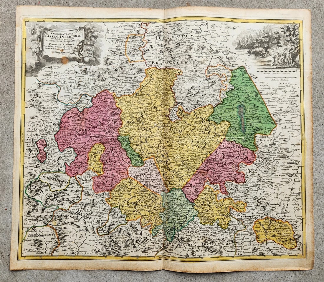1730s GERMANY HESSE antique MAP by JOHANN HOMANN (1 of 6)