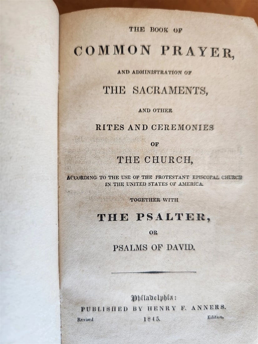 1845 BOOK of COMMON PRAYER w/PSALTER antique PHILADELPHIA Americana FINE BINDING - 6
