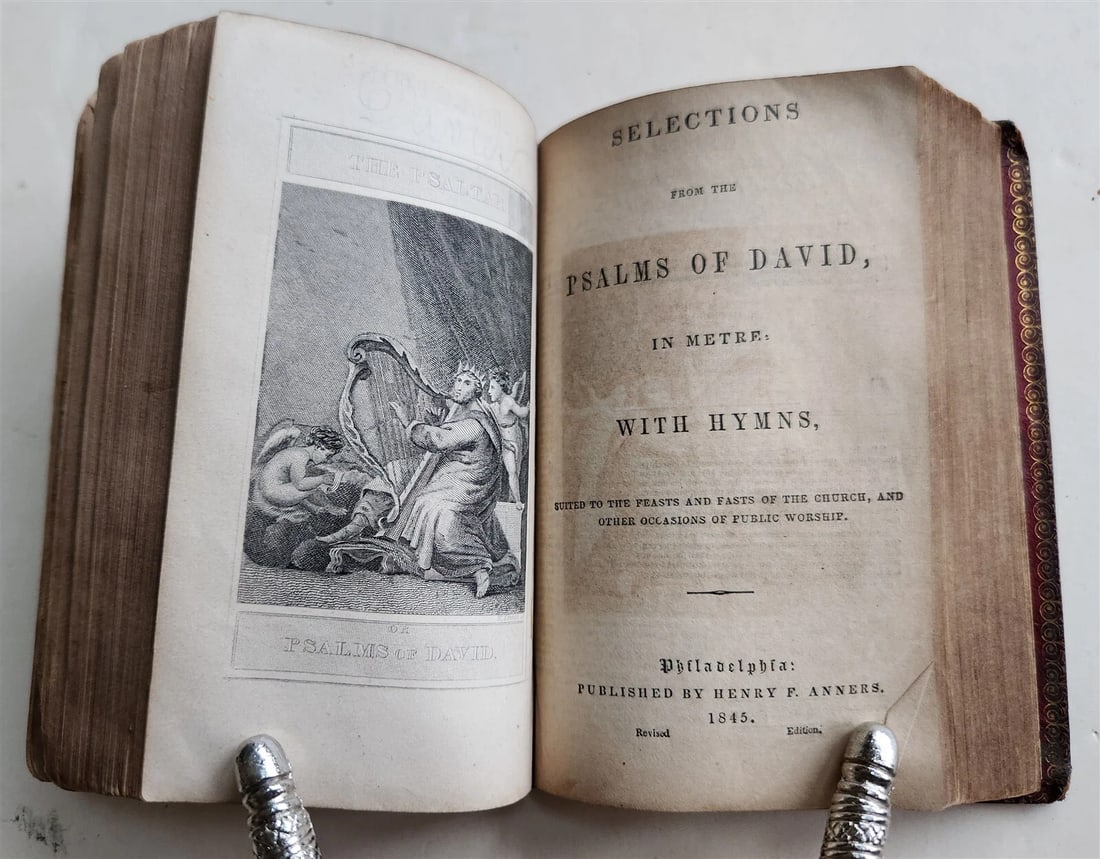 1845 BOOK of COMMON PRAYER w/PSALTER antique PHILADELPHIA Americana FINE BINDING - 9