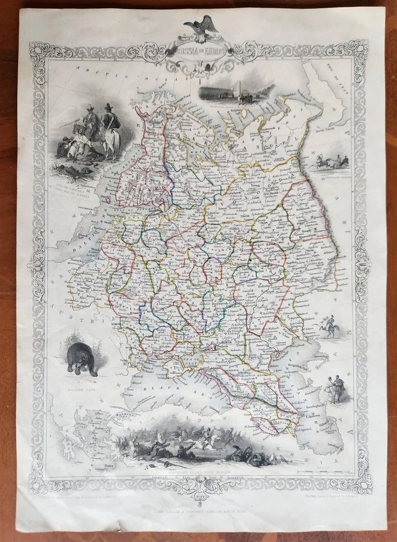 1851 RUSSIA in EUROPE antique MAP: Title: 1851 RUSSIA in EUROPE antique MAP Description: RUSSIA in EUROPE by JOHN RAPKIN John Tallis & Company: London and New York; 1851 size (including margins) 10 3/4 by 14" Very good condition Reserv