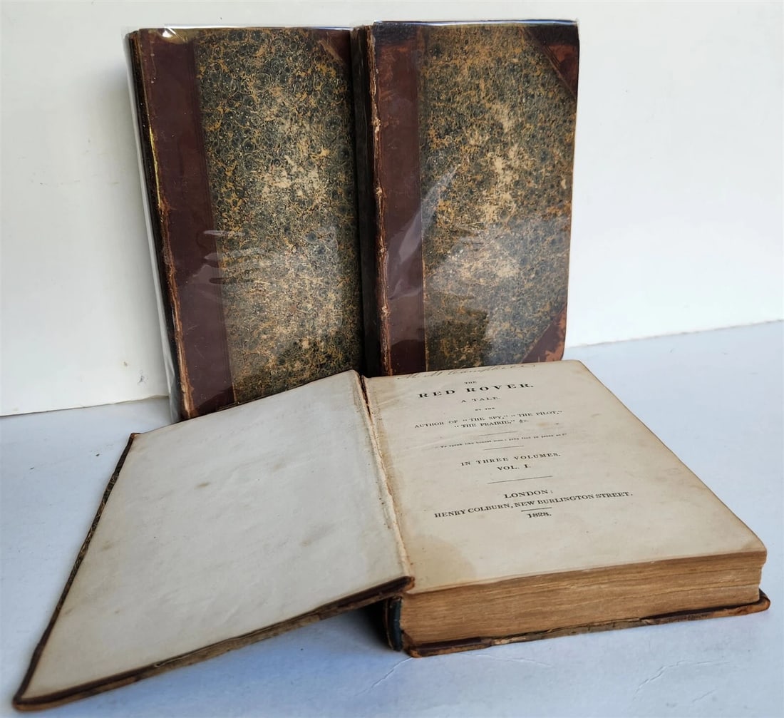 1828 JAMES FENIMORE COOPER ENGLISH EDITION THE RED ROVER A TALE antique 3 vols (1 of 10)