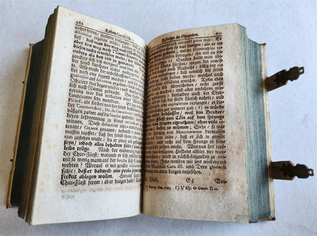 1709 LIFE of CAROLI KING of SPAIN & INDIES antique PIGSKIN BOUND ILLUSTRATED v.3 - 11