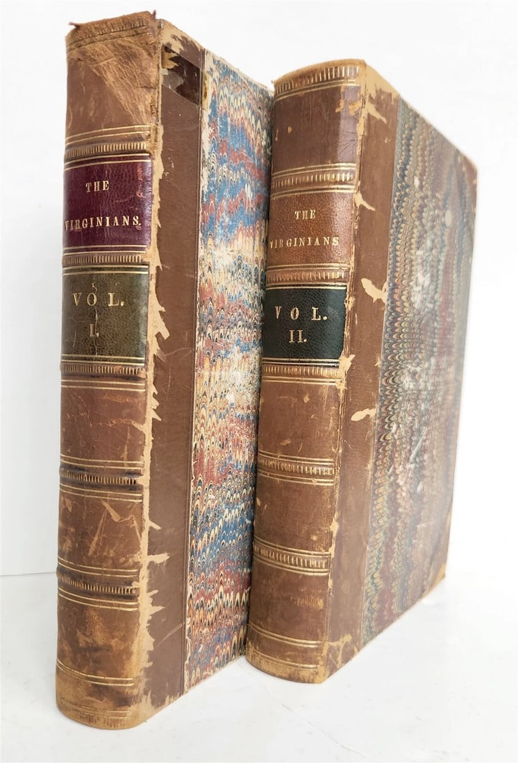 1858 THE VIRGINIANS by THACKERAY 2 VOLUMES antique Americana ILLUSTRATED (1 of 20)