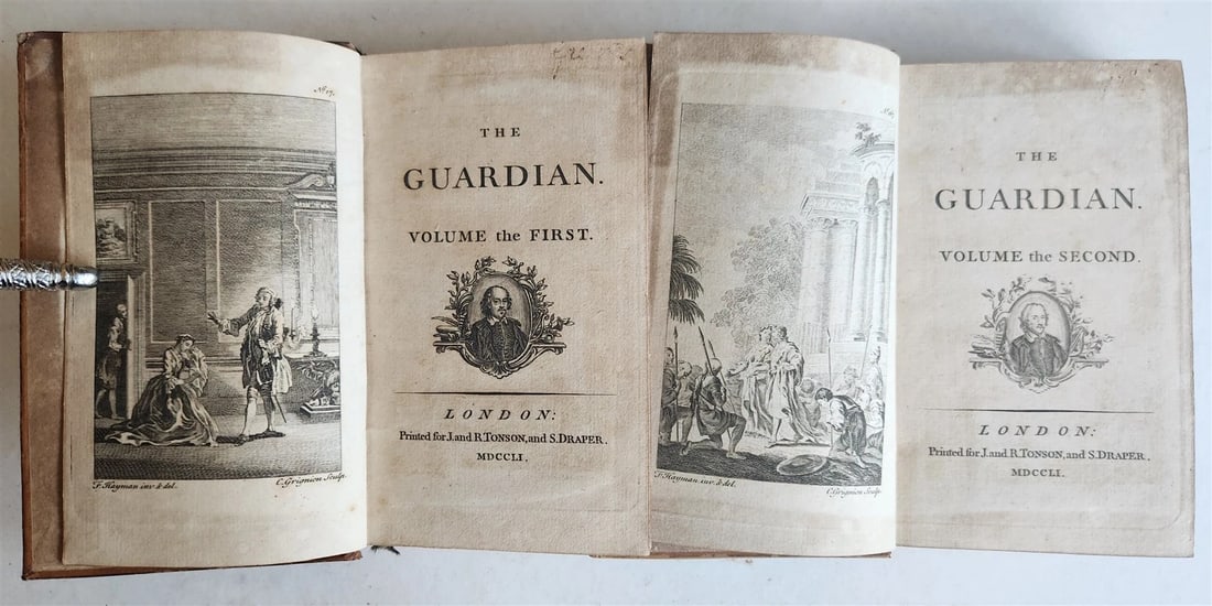 1751 THE GUARDIAN 2 volumes antique in ENGLISH (1 of 9)