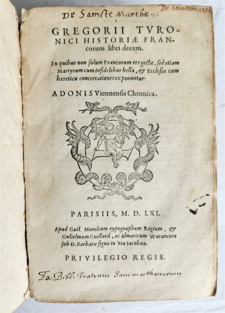 1561 HISTORY of FRANCE by Gregory of Tours antique 16th CENTURY: Title: 1561 HISTORY of FRANCE by Gregory of Tours antique 16th CENTURY Description: Gregorius von Tours Historiae Francorum libri decem. In quibus non solum Francorum res gestae, sed etiam Martyrum ..
