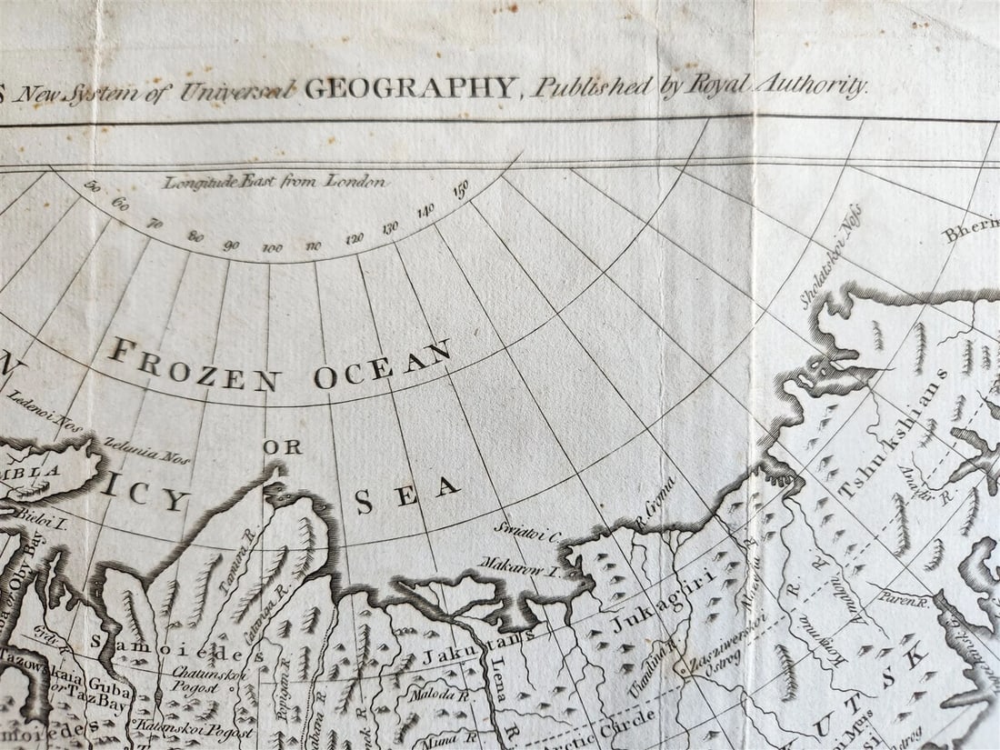 1785 RUSSIAN EMPIRE Discoveries between Asia and North America antique MAP - 4