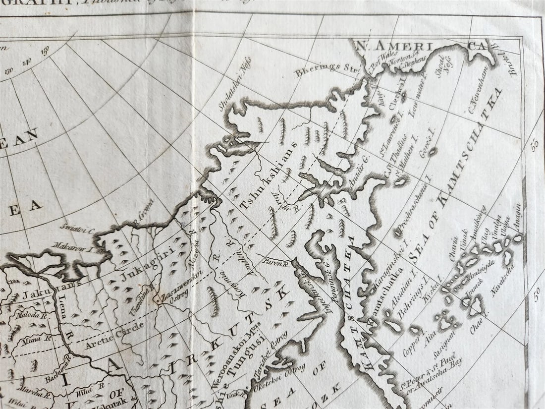 1785 RUSSIAN EMPIRE Discoveries between Asia and North America antique MAP - 6