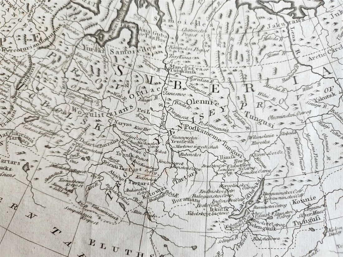 1785 RUSSIAN EMPIRE Discoveries between Asia and North America antique MAP - 7