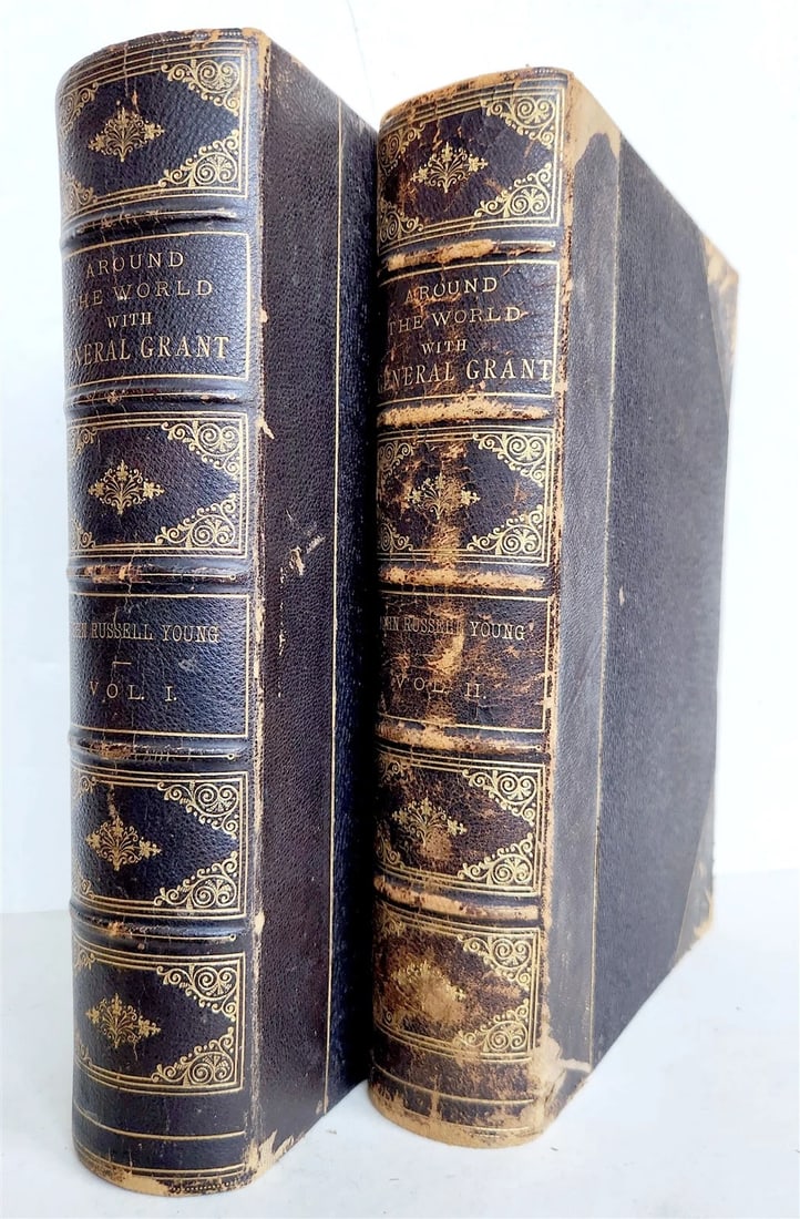 1879 AROUND THE WORLD with GENERAL GRANT 2 VOLUMES antique ILLUSTRATED (1 of 20)