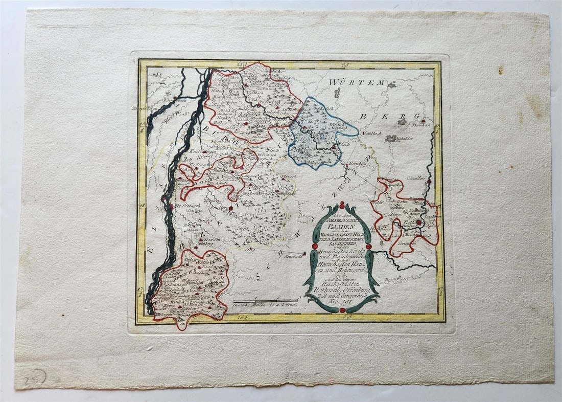 1790s GERMANY antique MAP Die obere Markgrafschaft Baaden (1 of 4)
