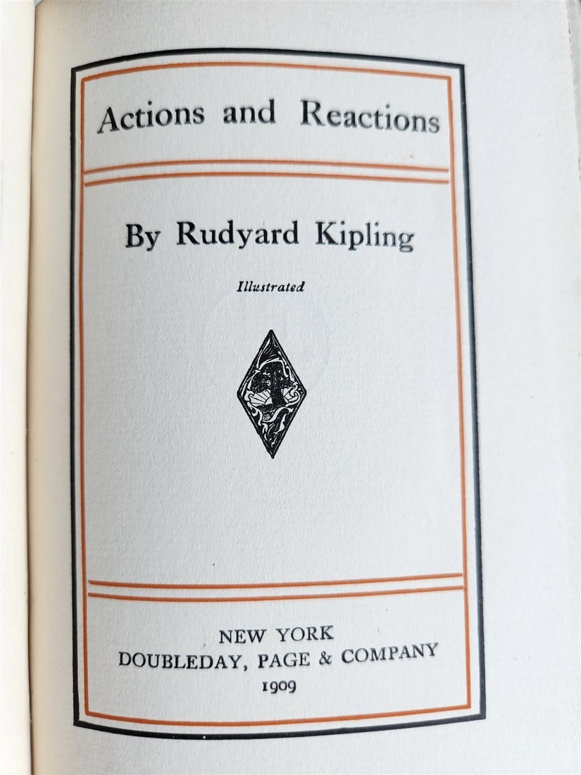 1909 ACTIONS and REACTIONS by Rudyard Kipling ANTIQUE First US edition - 3
