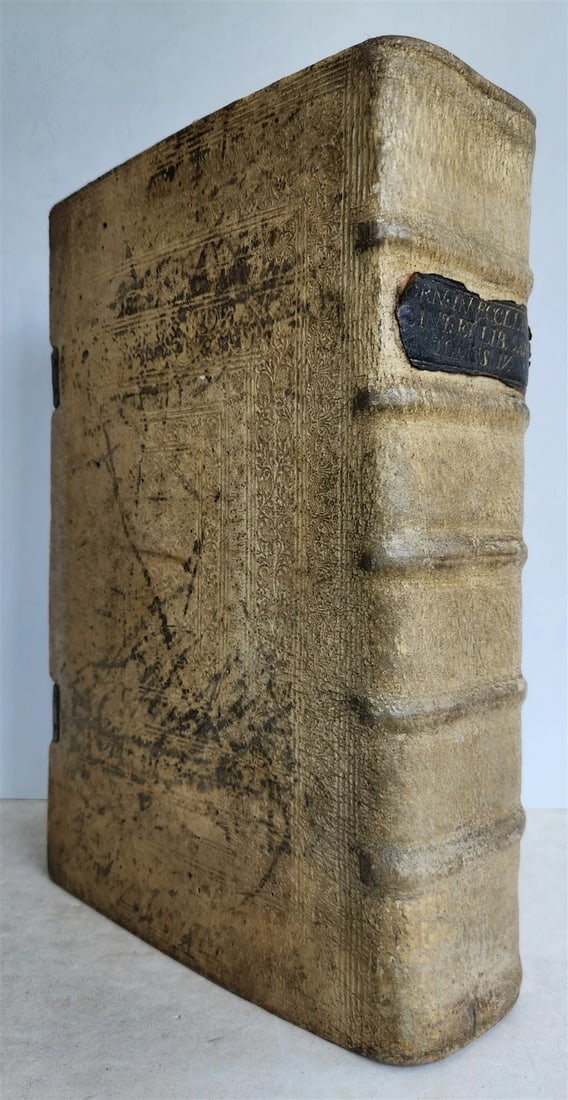 1725 COMMENTARIUS in ECCLESIASTEN PIGSKIN BOUND FOLIO w/ CLASPS antique (1 of 15)