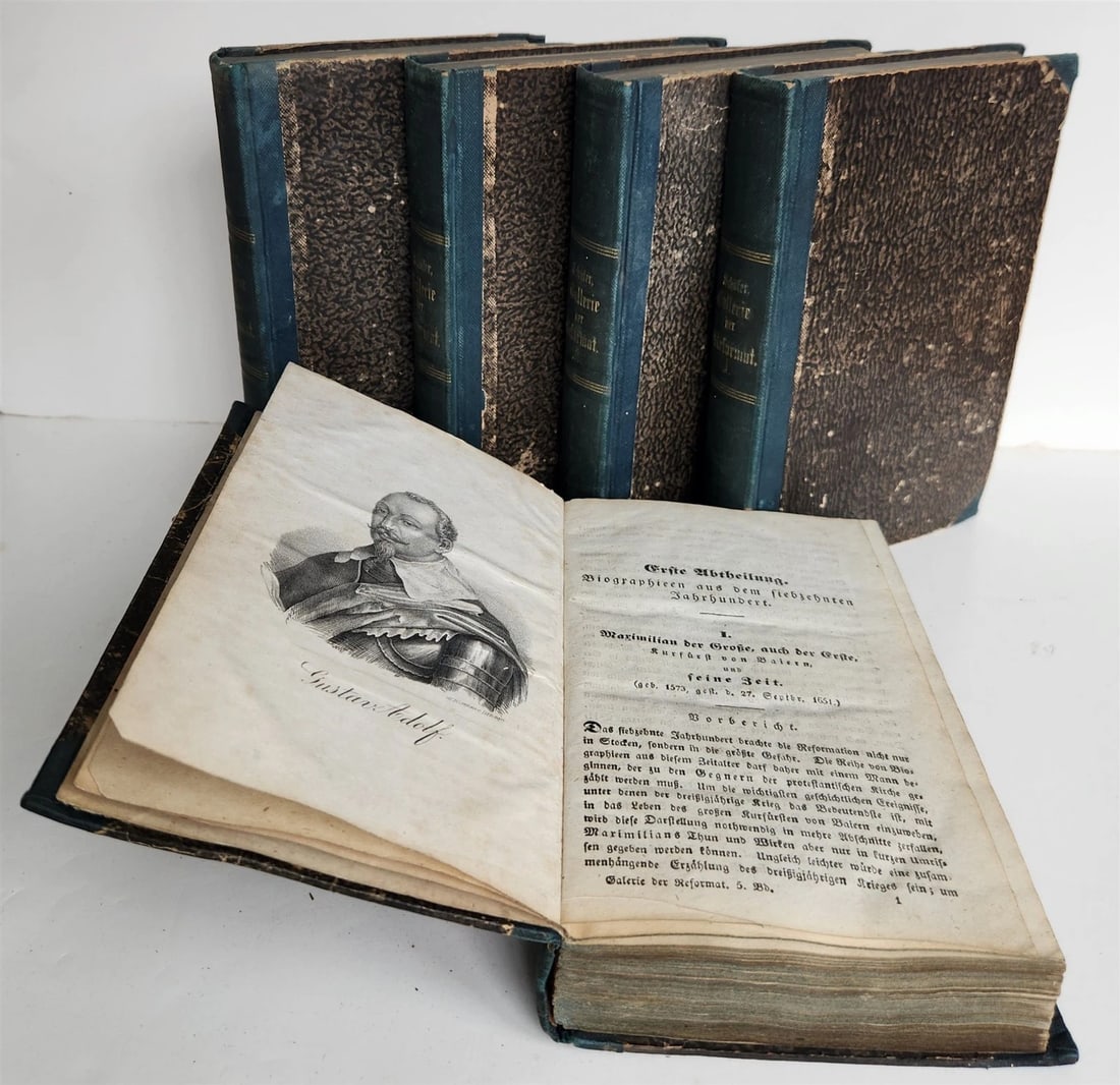 1838 GALLERY OF CHRISTIAN CHURCH REFORMERS in GERMAN antique 5 VOLS illustrated: Title: 1838 GALLERY OF CHRISTIAN CHURCH REFORMERS in GERMAN antique 5 VOLS illustrated Description: GALERIE der REFORMATOREN der CHRISTICHEN KIRCHE, IHRER FREUNDE und BESCHUTZER und IHRER GEISTICHEN u