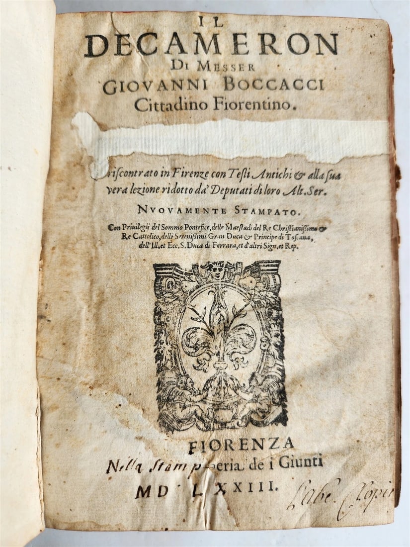 1573 DECAMERON by GIOVANNI BOCCACCHIO Giunti Press antique RARE (1 of 20)