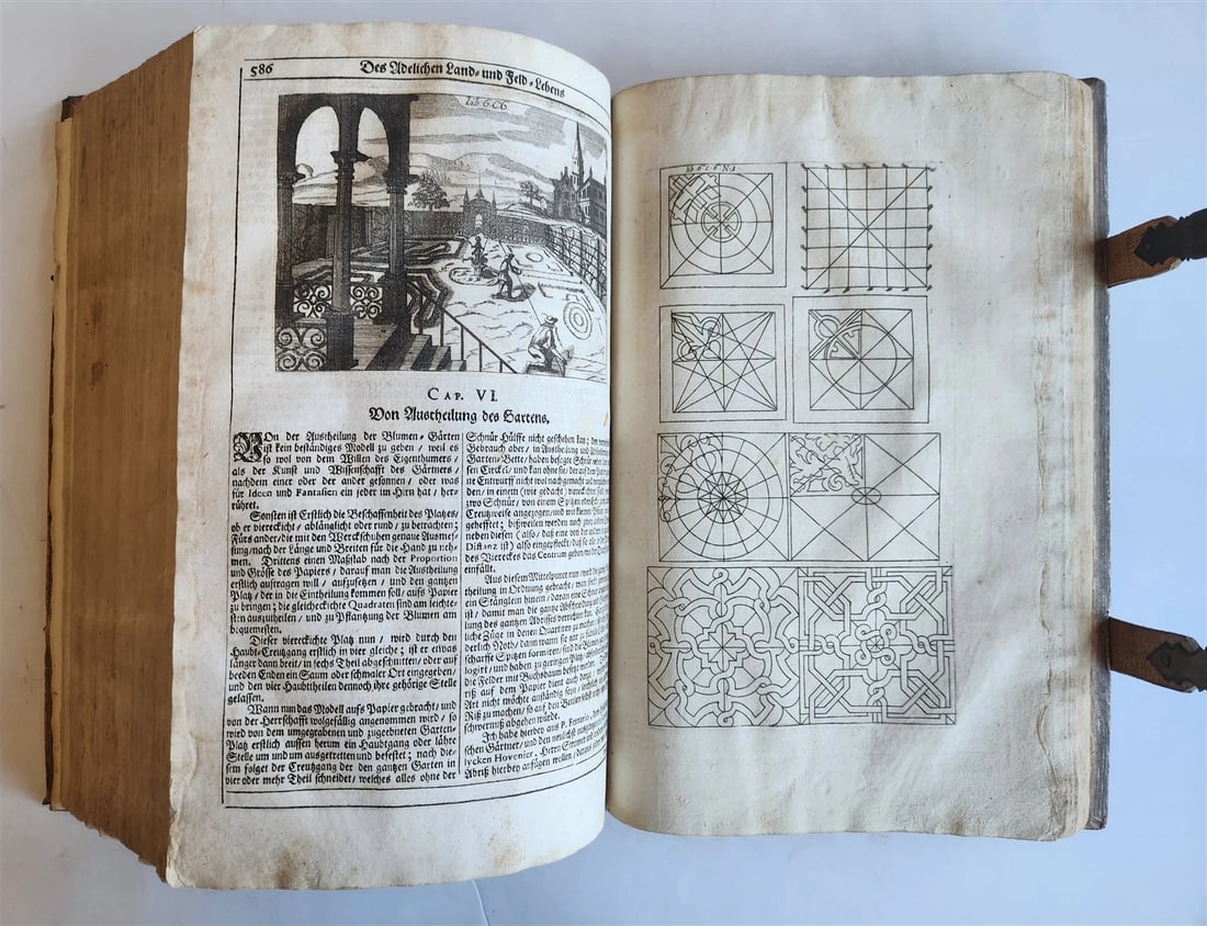 1682 Georgica curiosa ILLUSTRATED noble country life antique PIGSKIN FOLIO - 10