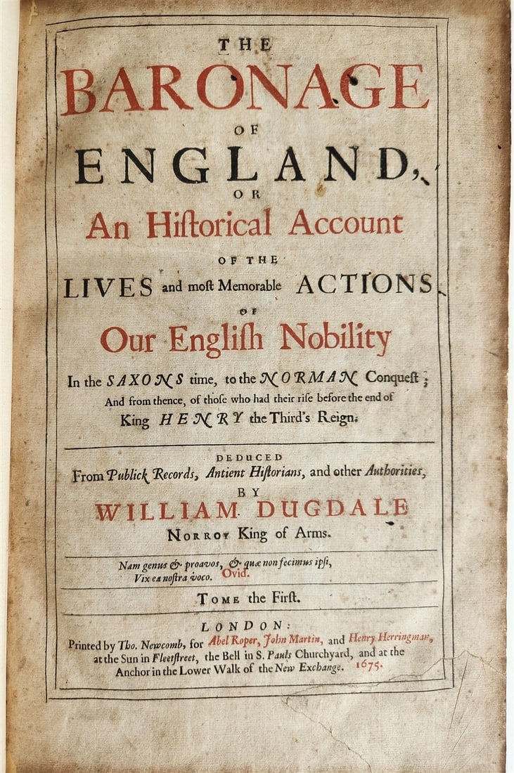 1675 BARONAGE OF ENGLAND LIVES & ACTIONS of ENGLISH NOBILITY antique FOLIO (1 of 11)