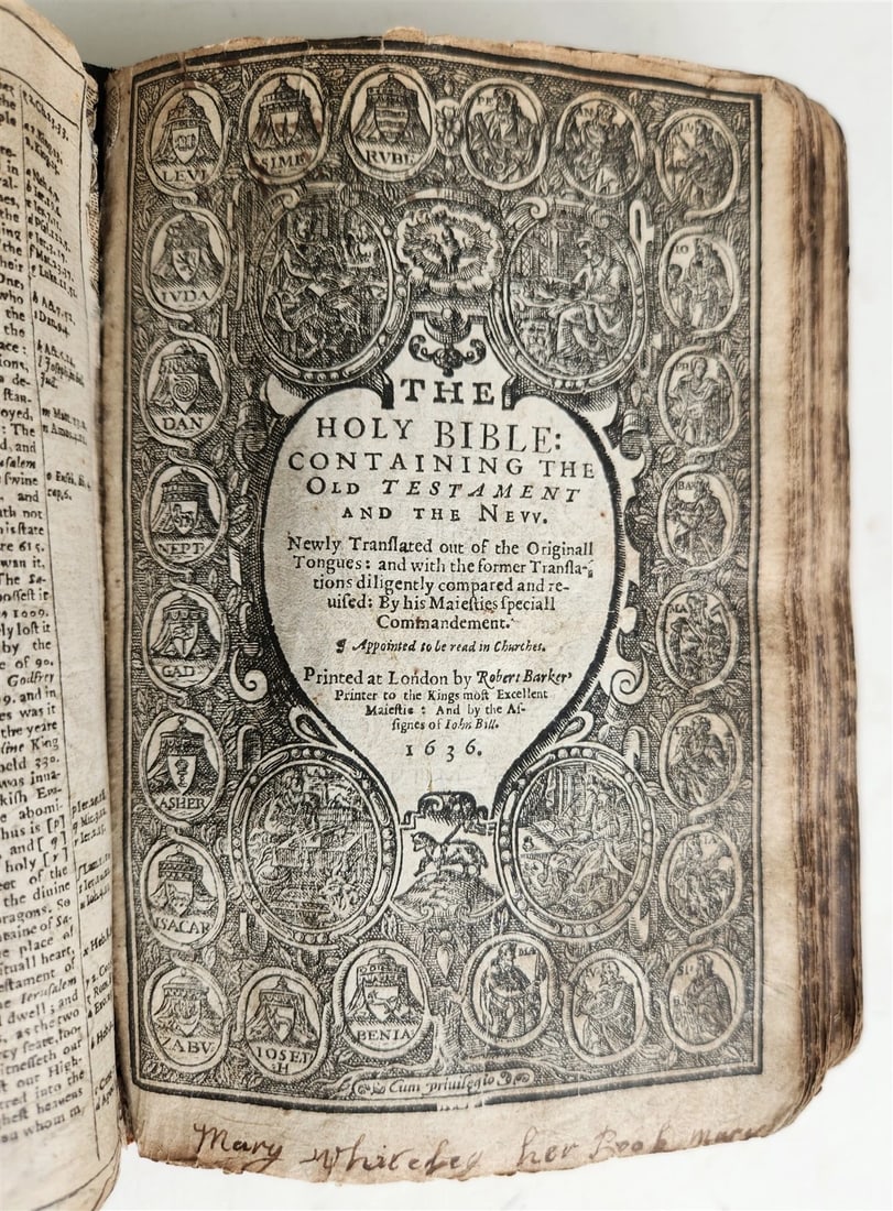 1636 BIBLE in ENGLISH OLD & NEW TESTAMENT antique ORIGINAL BINDING illustrated (1 of 20)