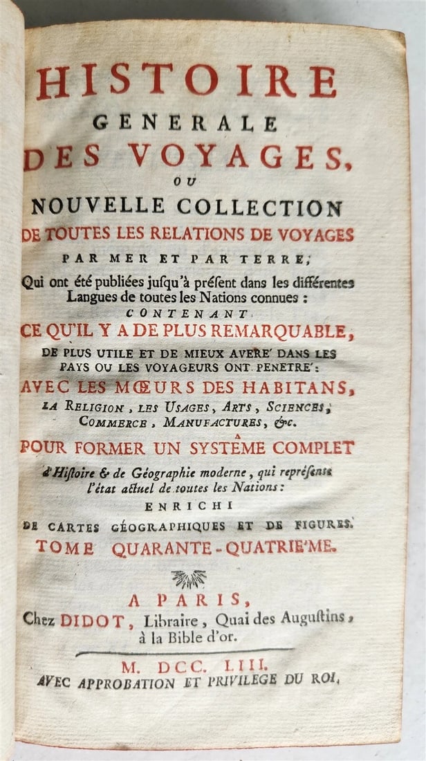 1753 HISTOIRE des VOYAGES antique Vol.44 EAST INDIES TRAVELS illustrated - 2