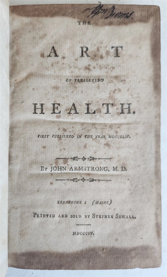 1804 THE ART OF PRESERVING THE HEALTH antique POEM in ENGLISH AMERICANA (1 of 5)